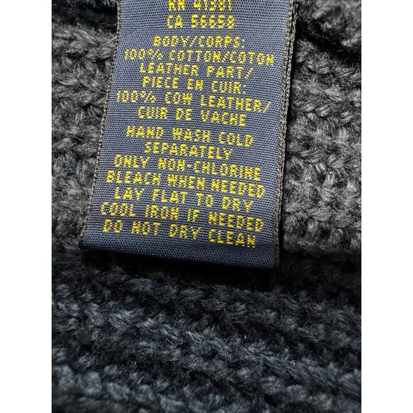 Polo Ralph Lauren Cardigan Sweater Womens Small Hunter Navy Blue W/leather Clasp - Picture 8 of 9